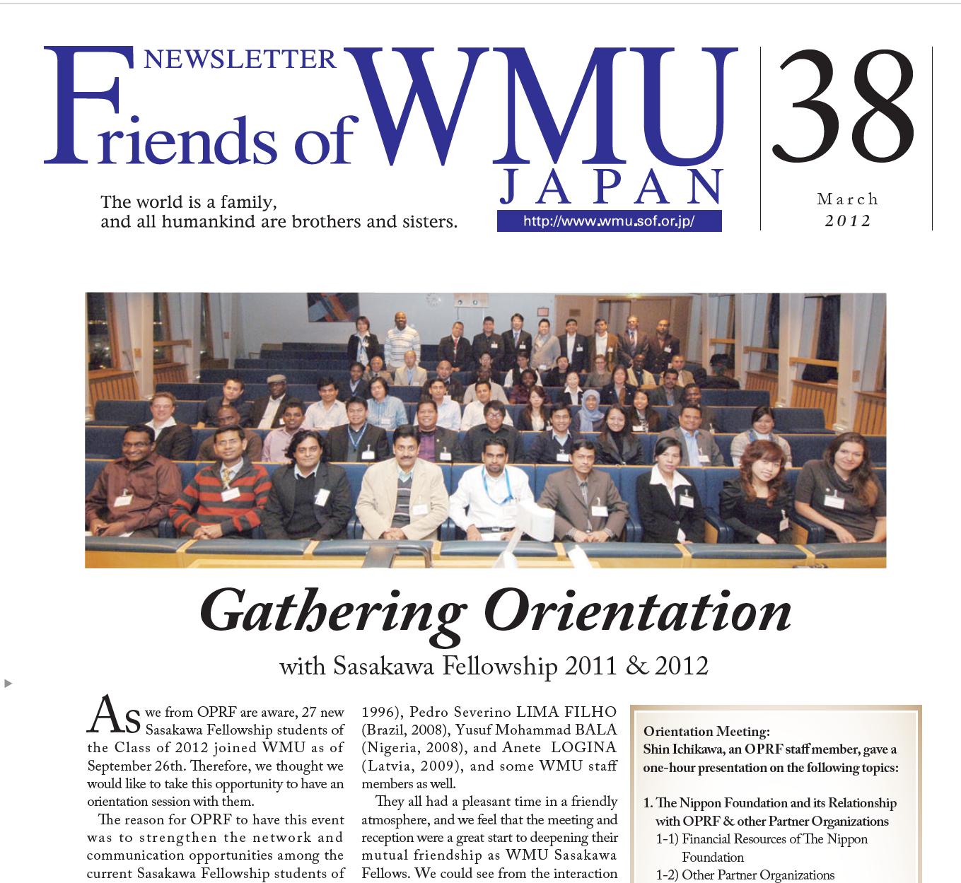 Newsletter #38 (March 2012)